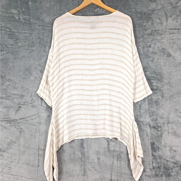 Ali Miles Top Large Linen Boho Gauze Beach Coastal Striped Lagenlook Travel - Picture 6 of 6